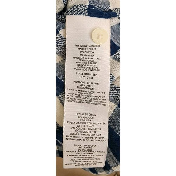 Size 1 (Small) Current Elliott Blue Gingham Peplum Blouse Top Cotton - Picture 5 of 6